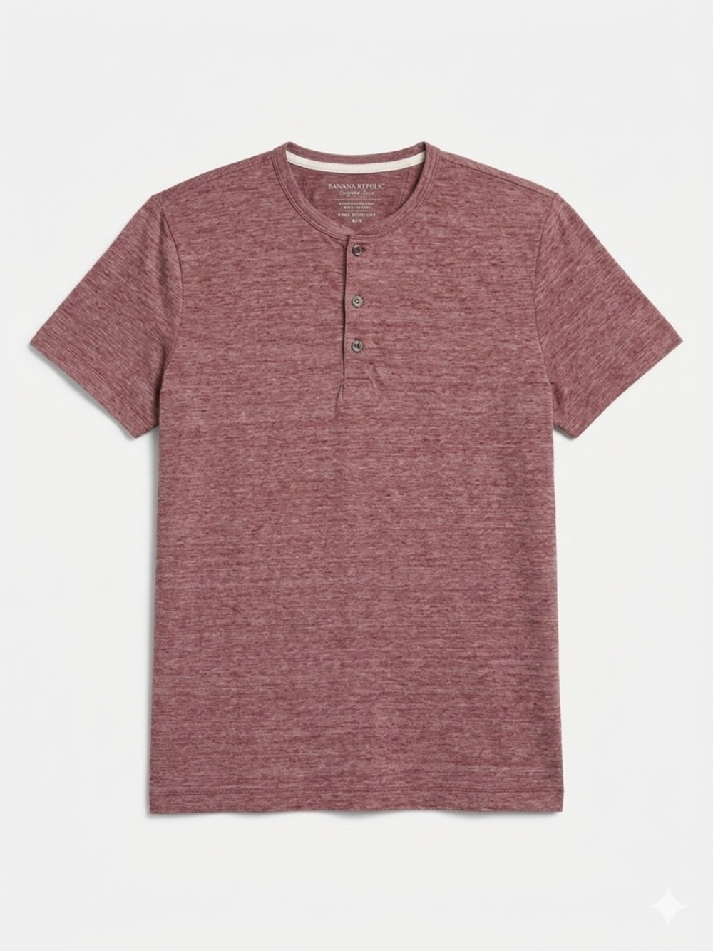 Banana Republic Men’s Linen Blend Vintage Henley Tee - Maroon - M